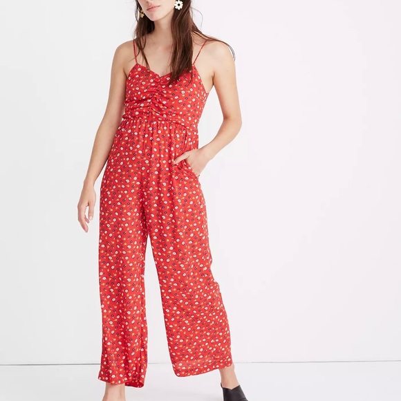 Madewell Ruched Wide-Leg Jumpsuit in Prairie Posies - Picture 1 of 8